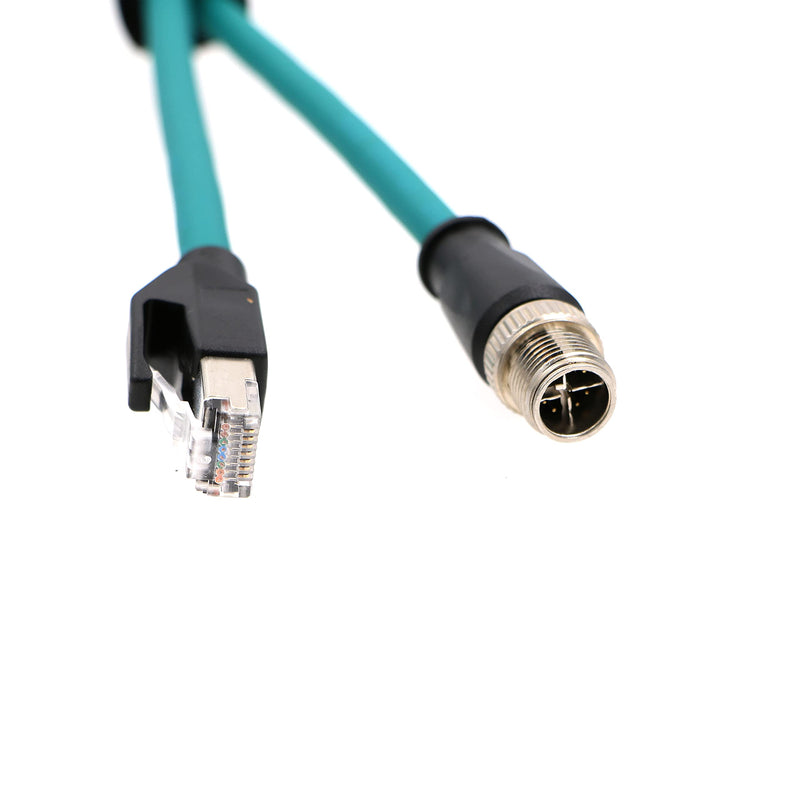 M12-RJ45-XCode-Ethernet-Shielded-Industrial M12 8 Pin X-Code Male to RJ45 Cat6a Ethernet Shielded Cable for Cognex Industrial Camera 3.3Ft|1M