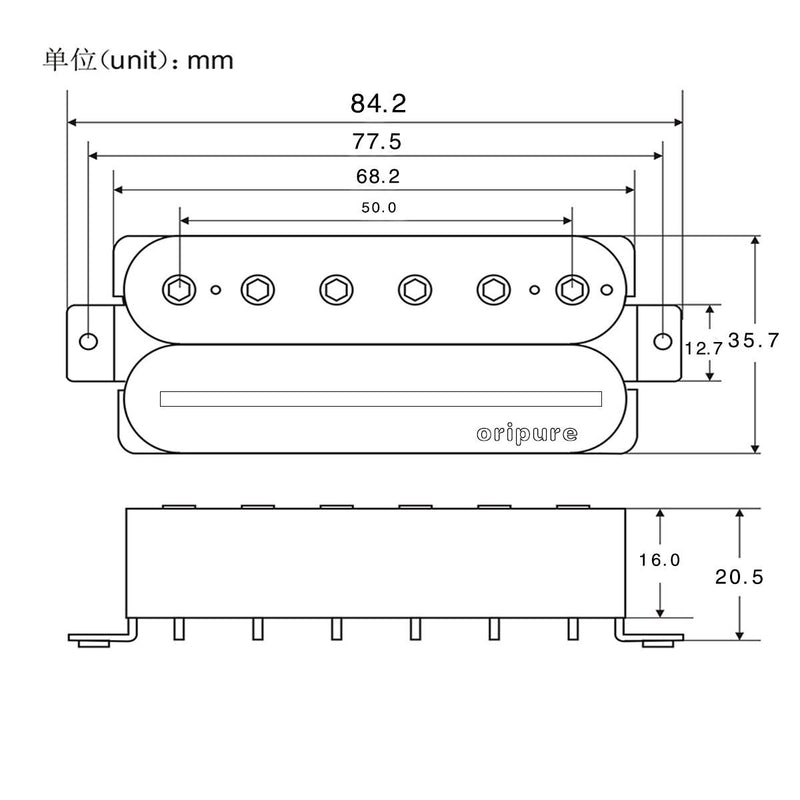 Oripure Alnico 2 Electric Guitar Humbucker Pickup 7-8K Neck Pickup Rail & Screw Poles - Warm Full Sound