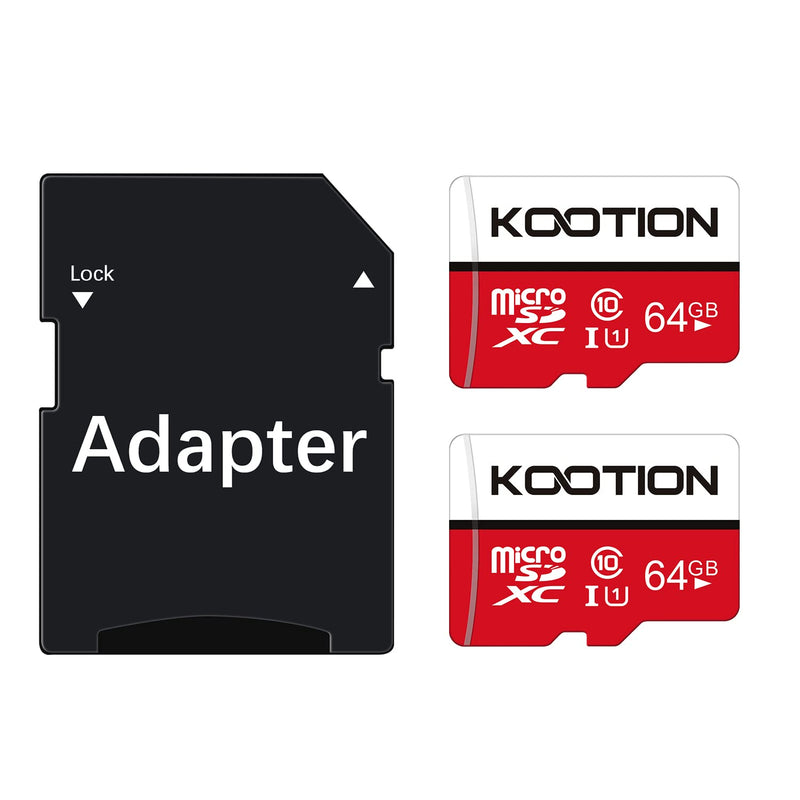 KOOTION 64GB Micro SD Card 2 Pack Ultra Micro SDXC Memory U1 Card Class 10 Micro SD Cards 64GB High Speed TF Card R Flash, C10, U1, 64 GB (2 Pack) 2×64GB