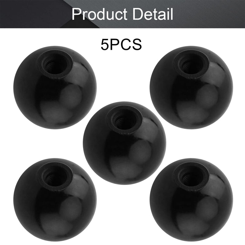 [AUSTRALIA] - Othmro 5Pcs Threaded Ball Knobs, 1.57Inch Dia 0.31Inch Thread M8 Female Thread Black Bakelite Handle Thermoset Ball Knob for Lawn Mowers Exercise Equipment Machinery Valves Spigots (AM8x40) M8*40mm 