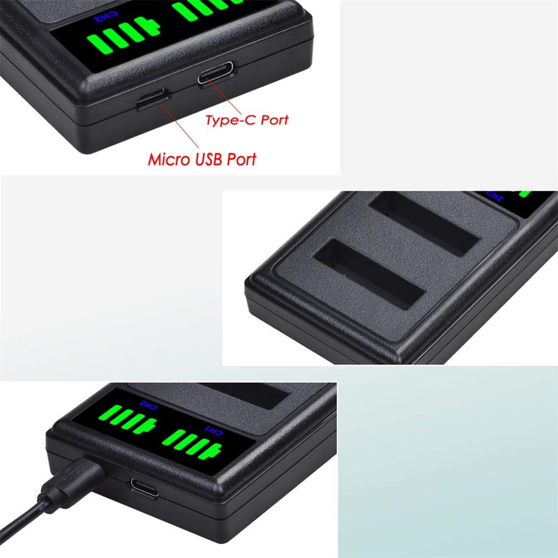 LI-92B LI-90B Battery and LED Dual Charger Compatible with Olympus Tough TG-5 TG-6 TG-4 TG-3 TG-2 TG-1 TG-Tracker SH-50 iHS SH-60 XZ-2 iHS SH-1 SH-2 SP-100 2 battery 1 charger