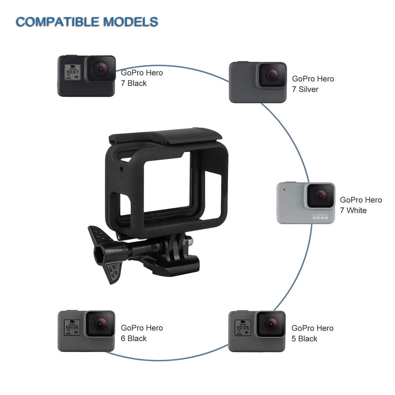 [AUSTRALIA] - Kourpar Protective Housing Case Compatible with GoPro Hero7 Black Camera Frame Protector for Hero 7 Silver Holder Mounts for Hero7 White Border for Go pro Hero 6 Black Shell Fit go-pro Hero 5 