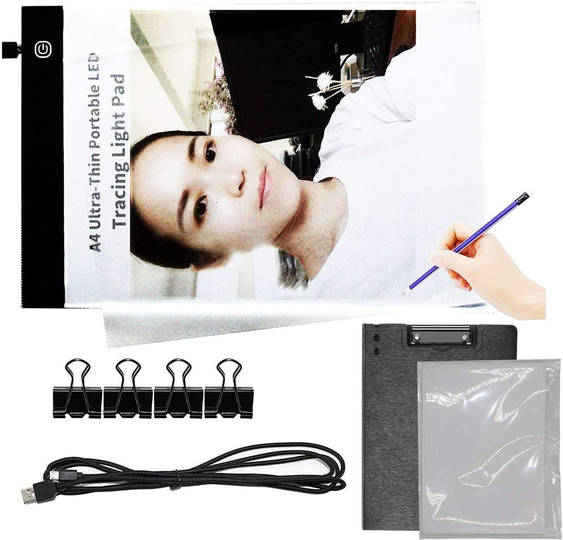 A5 Ultra-Thin Portable LED Tracing Light Box Dimmable Tracer Pad Board Adjustable Brightness for Artists Drawing Sketching Trace Animation Artcraft 5d Diamond Painting with USB Power Cable small A5Pad(7.5*7.2 inch)-4clip