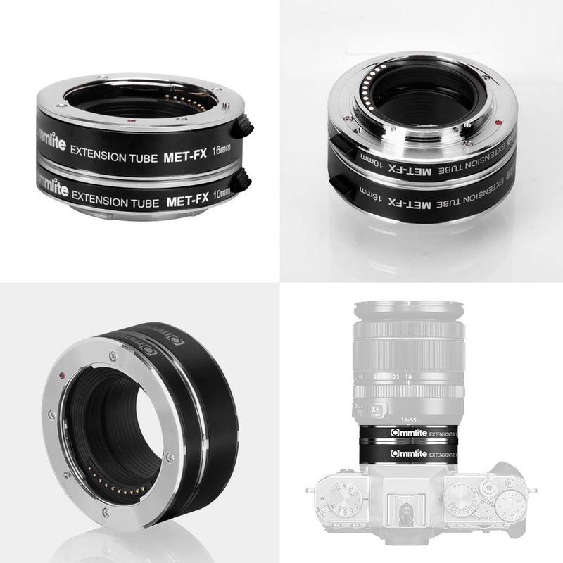 Commlite cm-MET-FX Macro Extension Tube Compatible with Fujifilm X-Mount Mirrorless Cameras & Lens with Cleaing Cloth
