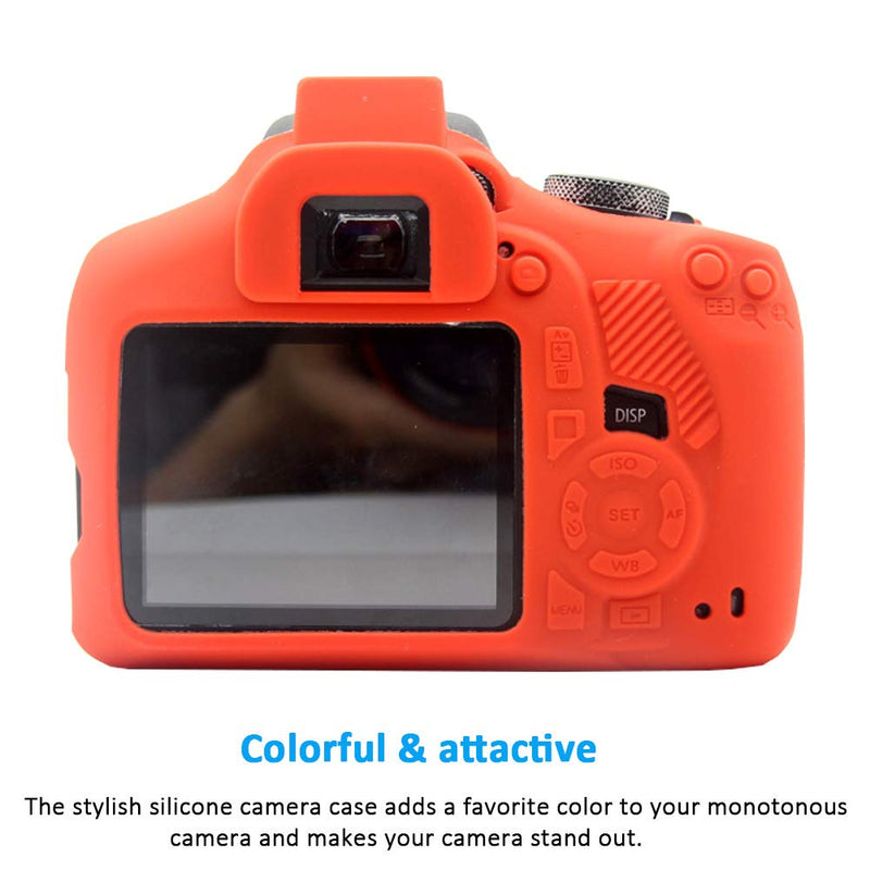 Easy Hood Case for Canon EOS Rebel T6 T7, Anti-Scratch Soft Silicone Protective Cover Protector Skin for Canon EOS 1500D Rebel T7 / EOS 1300D Rebel T6 DSLR Camera (Red) Red
