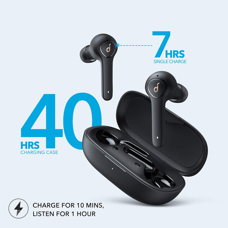 Anker Soundcore Life P2 True Wireless Earbuds with 4 Microphones, CVC 8.0 Noise Reduction, Graphene Driver, Clear Sound, USB C, 40H Playtime, IPX7 Waterproof, Wireless Earphones for Work, Home Office Black