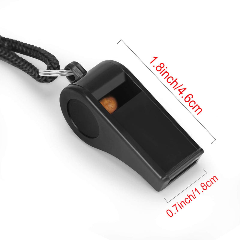 Whistle, Plastic Whistle with Lanyard, Loud Clear Black Whistles Bulk Great for Coaches, Referees, and Officials