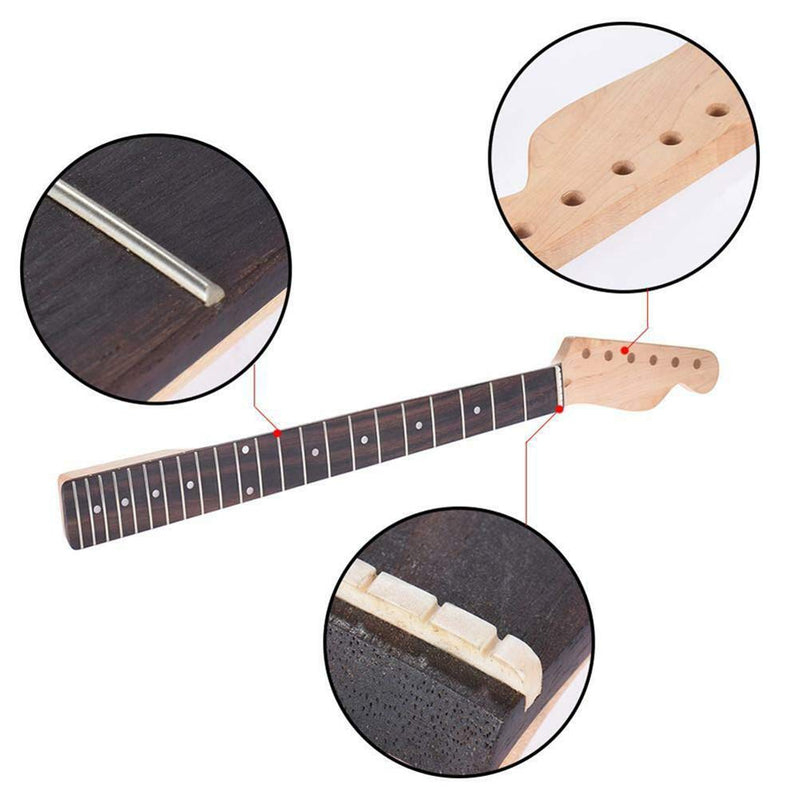 better18 Guitar Neck,Guitar Maple Neck for ST Replacement Parts Instrument, Glossy Inlay Right Handed 22 Fret Replacement Electric Handle 6 Strings Guitar Fingerboard