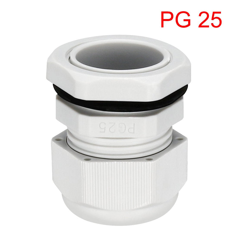 uxcell 10Pcs PG25 Cable Gland Waterproof Plastic Joint Adjustable Locknut White for 16mm-21mm Dia Cable Wire