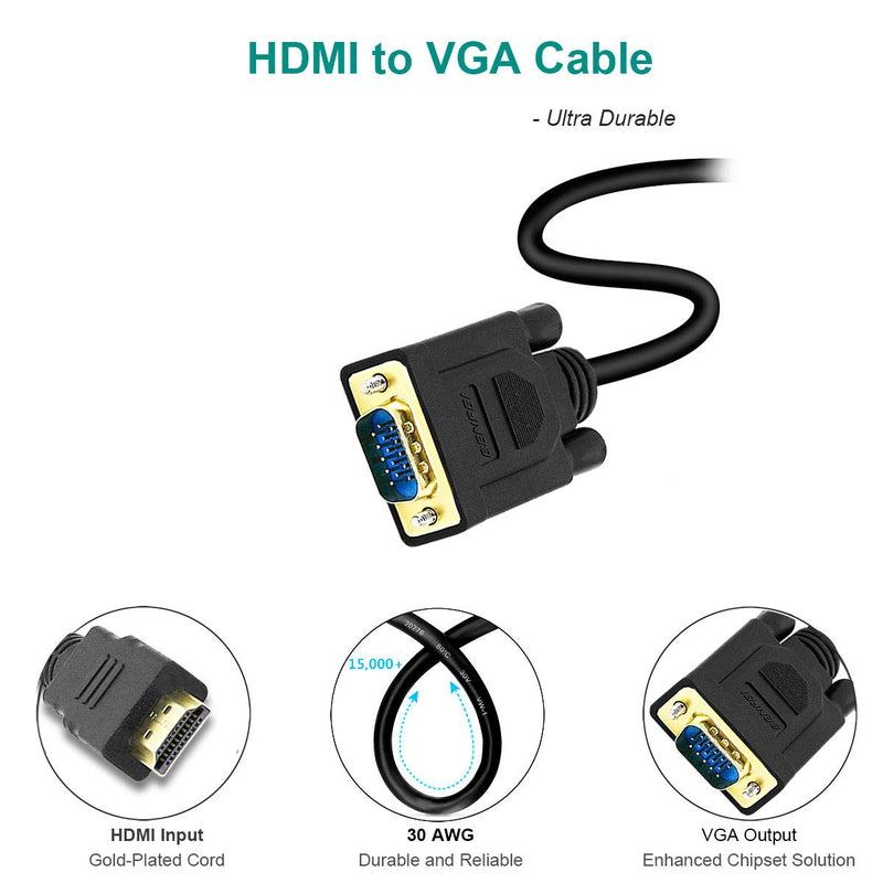 HDMI to VGA, Benfei Gold-Plated HDMI to VGA 6 Feet Cable (Male to Male) Compatible for Computer, Desktop, Laptop, PC, Monitor, Projector, HDTV, Raspberry Pi, Roku, Xbox and More 1 PACK