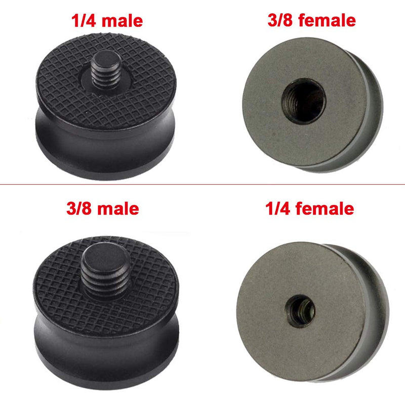 1/4" Male to 3/8" Female Camera Tripod Screw Converter Adapter,3/8" Female to 1/4" Male Thread Camera Tripod Screw Mount Convertor Adapter for Tripod Monopod Ballhead Camera 2*Male-Female