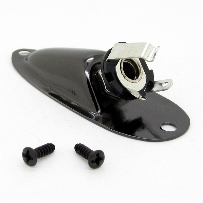 JIUWU Black Boat Style 6.35mm Guitar Pickup Output Input Jack Plug Socket for Fender Strat Guitar