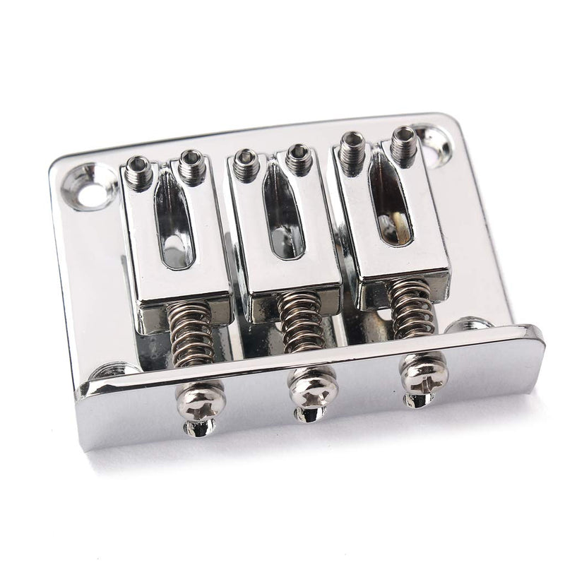 Alnicov Electric Guitar Bridge,Adjustable 3 String Fixed Guitar Bridge for Cigarbox Electric Guitar(Chrome)