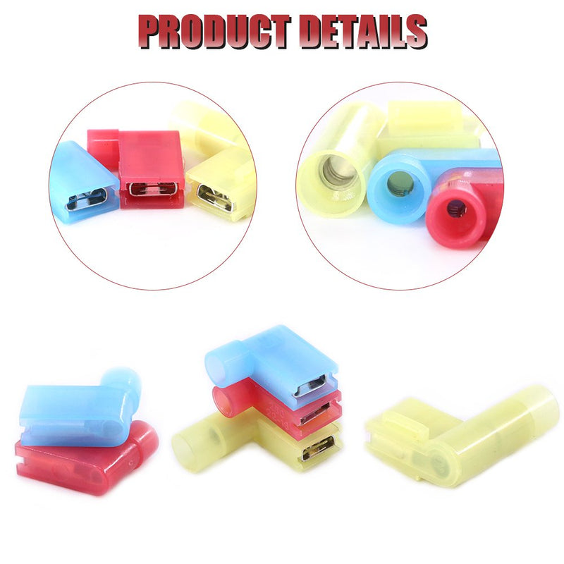 Hilitchi 60pcs 22-18 18-14 12-10 Gauge Nylon Flag Spade Female Insulated Quick Disconnects Electrical Crimp Terminals Connector Assortment Set