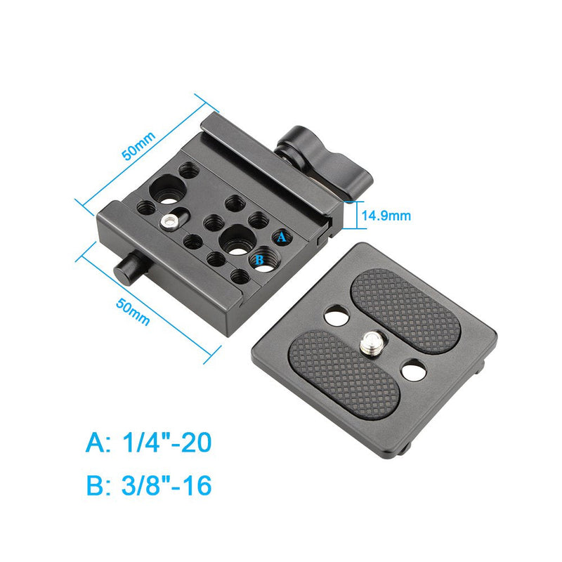 CAMVATE Quick Release Plate with 15mm Rail Riser Support System for Arca Swiss Standard(Height Adjustable) - 1795