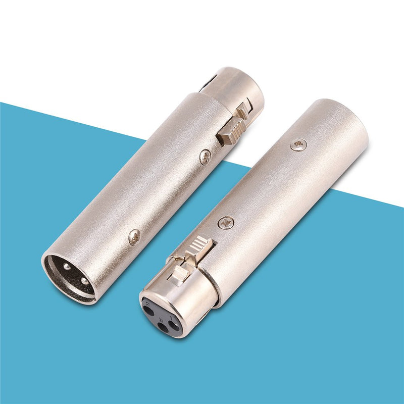 2Pcs 3-Pin XLR Male to Female Socket Connector Audio Microphone Mic Extension Adapter Gender Changer Coupler