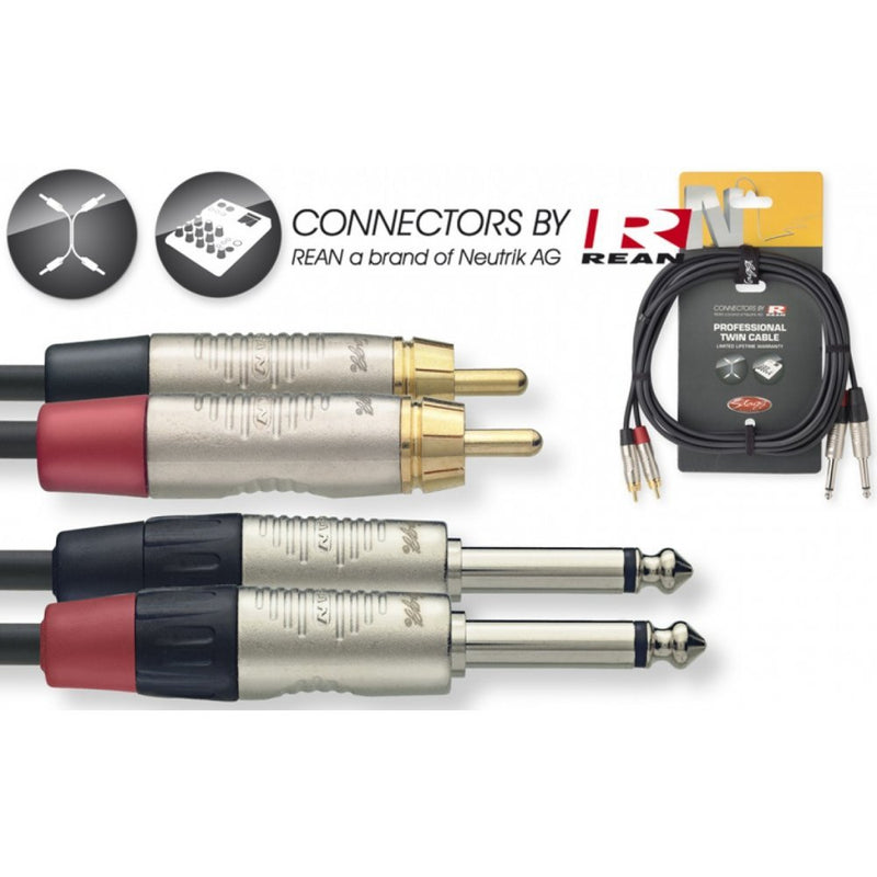 [AUSTRALIA] - Stagg NTC3PCMR 3m N Series 2x Phone to 2x Phone Microphone Twin Cable 