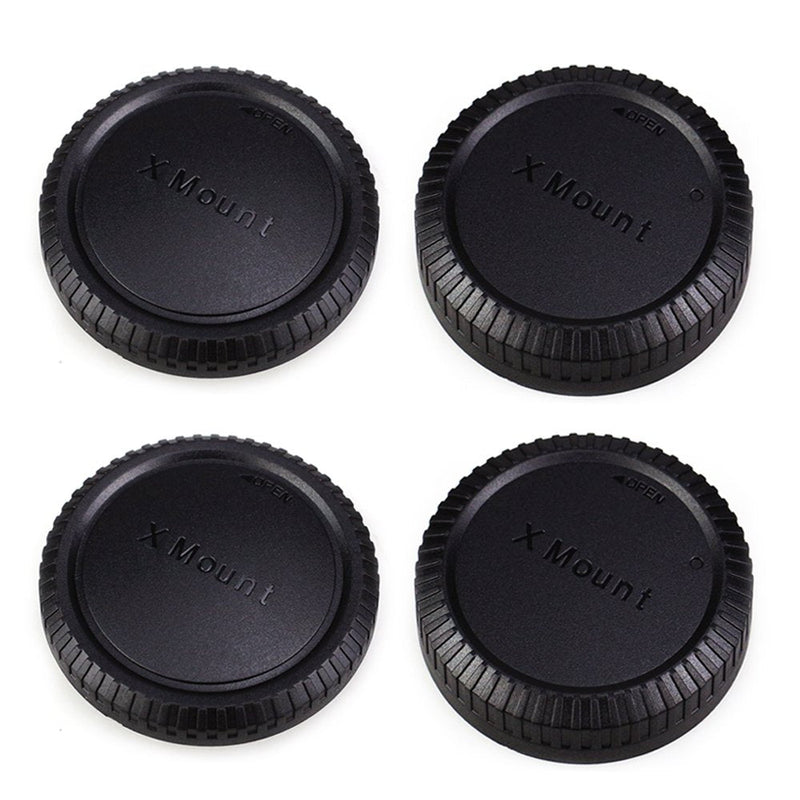 2 Pack X Mount Body Cap Cover & Rear Lens Cap for Fuji Fujifilm X-T3 X-T4 X-T2 X-S10 X-T30 X-T20 X-T10 X-T200 X-T100 X-H1 X-PRO3 X-PRO2 X-E4 X-E3 X-A7 X-A5 and More Fujifilm X Mount Camera and Lens For Fujifilm X Mount