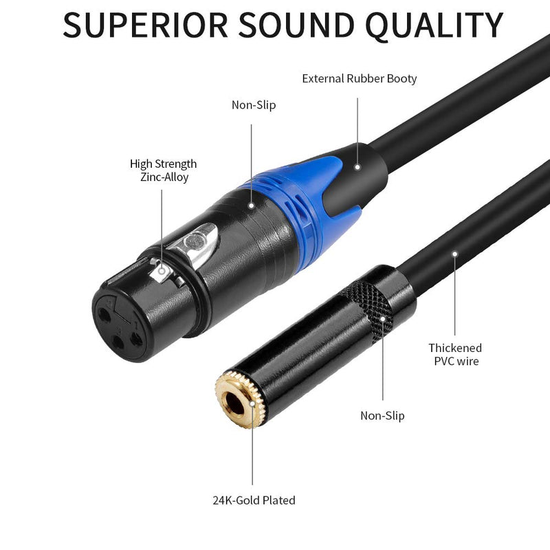 [AUSTRALIA] - DISINO Female XLR to 1/8 Stereo Cable,Balanced XLR Female to 3.5mm(1/8 inch) Female TRS Mini Jack Audio Converter Adapter Cable - 1feet/30cm 1 Feet 