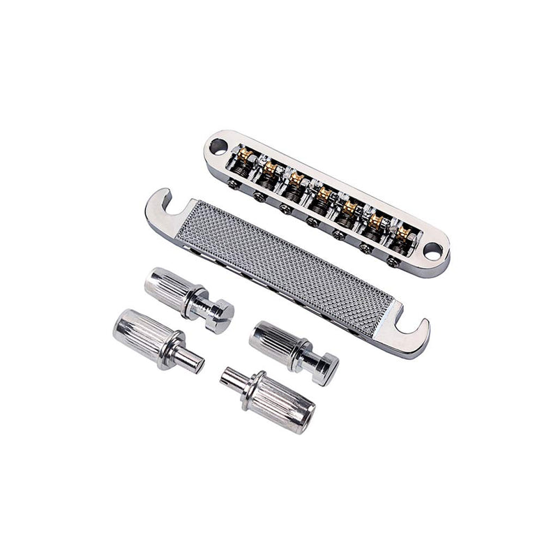 Alnicov Electric Guitar Bridge Tailpiece Roller Bridge Saddle 7 String for LP SG Electric Guitar Replacement Parts(Silver)