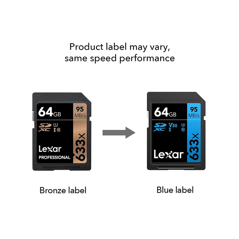 Lexar LSD64GCB1NL633 Professional 633x 64GB USH-1 Class 10 SDXC Memory Card (3-Pack) 3-Pack