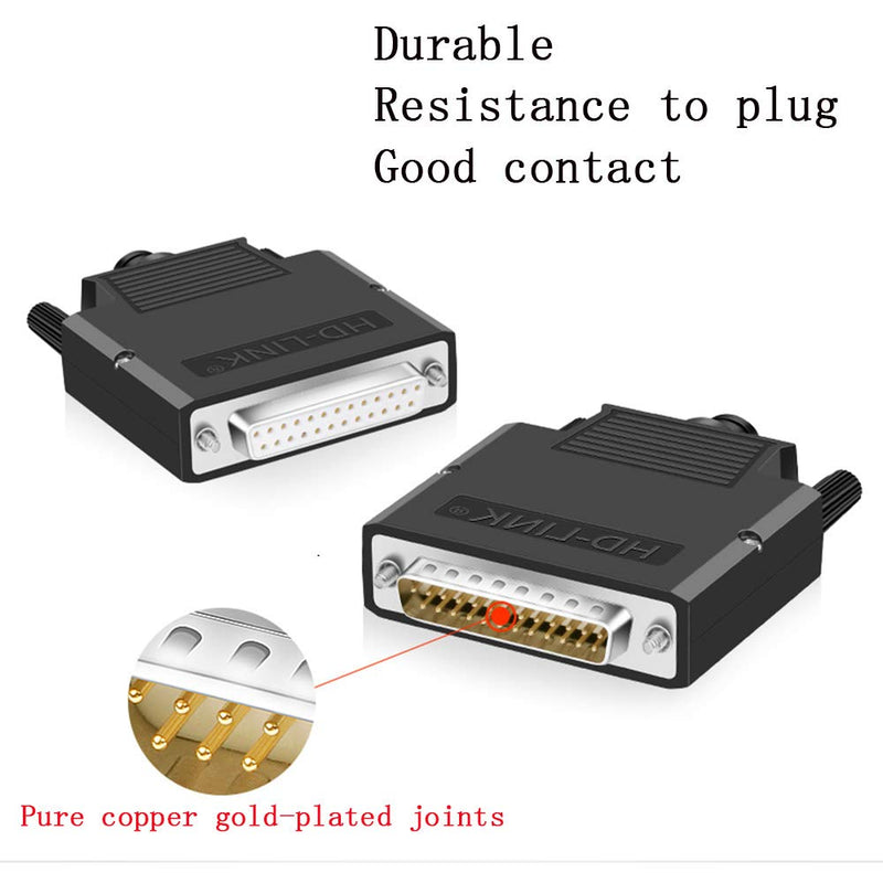 Jienk DB25 Solderless Female RS232 D-SUB Serial Adapters, 16mm thinner 25 Pin Port Terminal Solderfree Breakout Connector Board with Case Accessories