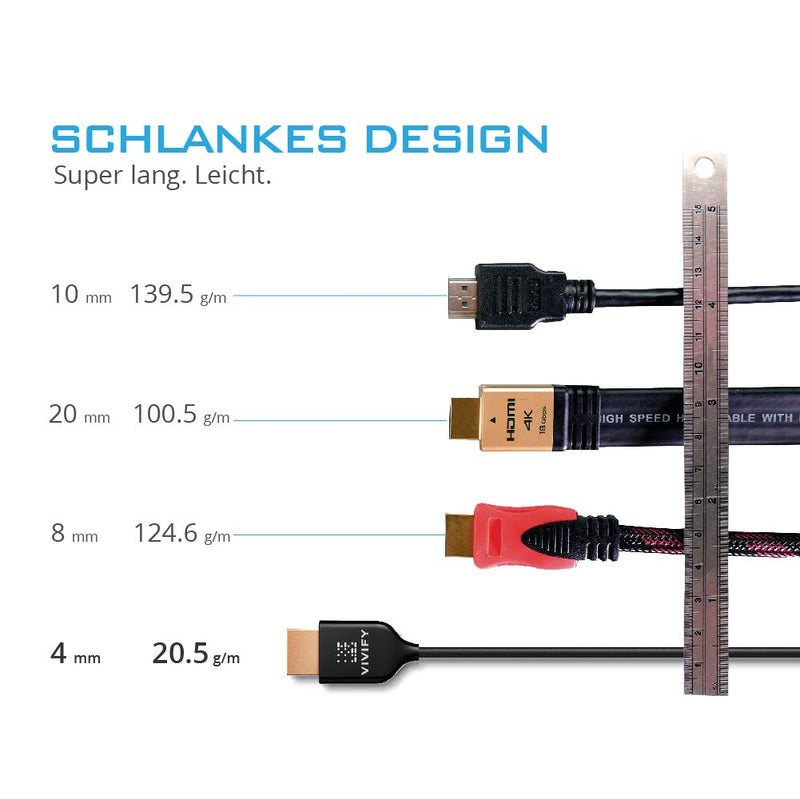 VIVIFY Fiber Optic HDMI Cable 32 ft, 4K 60Hz HDMI 2.0, UL1, VW1, Xenos W30 2020 Gaming Cable