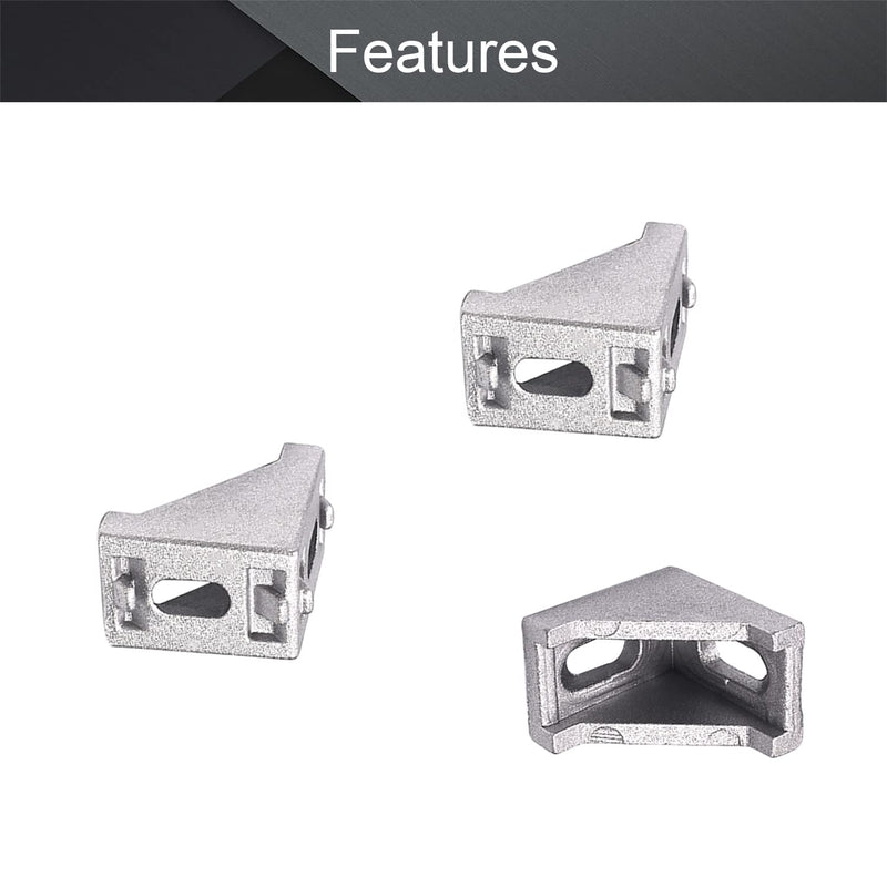MroMax 25PCS Inner Angle Bracket Gusset Aluminum Alloy Inner Joint Bracket Suitable for 2028 Series Aluminum Extrusion Profile Silver