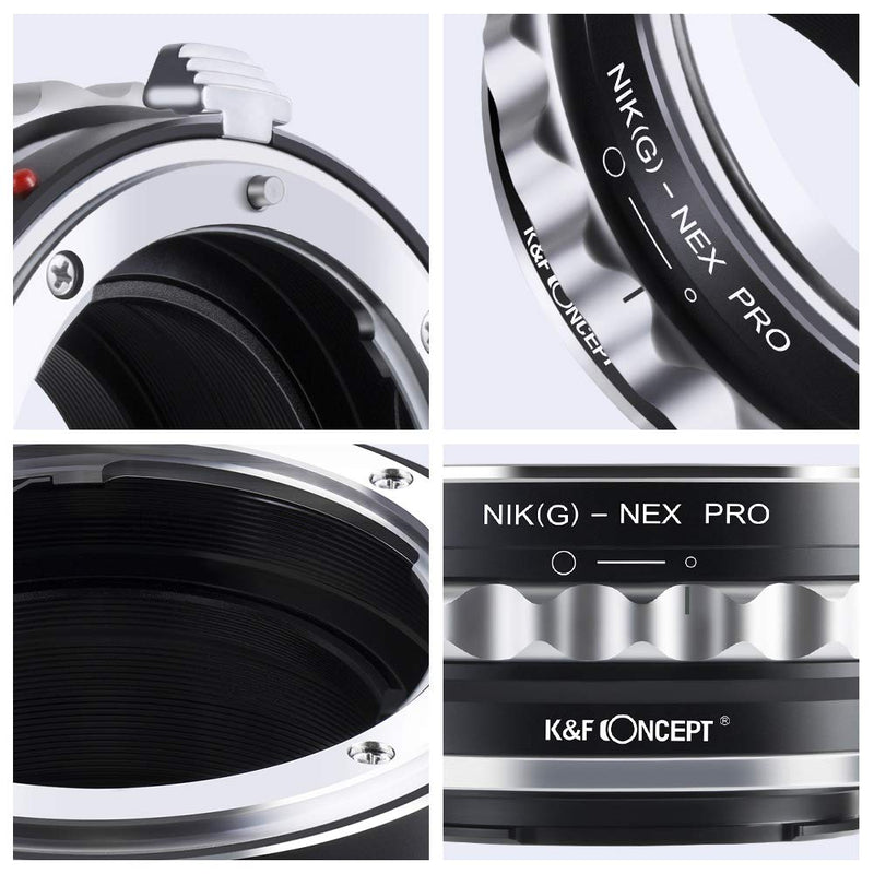 K&F Concept Lens Mount Adapter with Light-reducing Paint for Nikon G Mount F/AI/G Lens to Sony E-Mount/NEX Camera Body