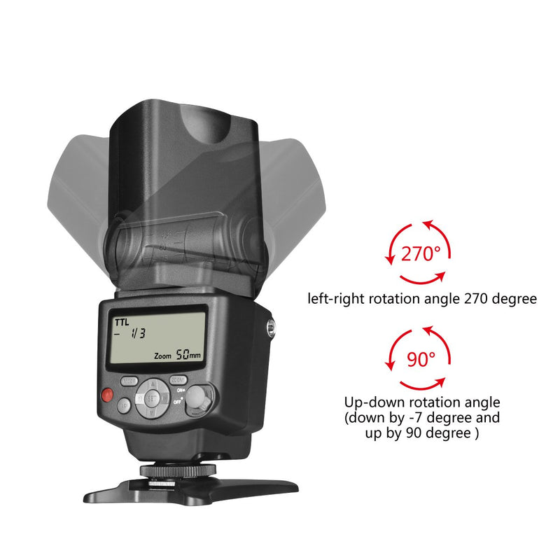 Voking VK430 E-TTL LCD Display Speedlite Shoe Mount Flash for Canon EOS 70D 77D 80D Rebel T7i T6i T6s T6 T5i T5 T4i T3i SL2 and Other EOS DSLR Cameras with Standard Hot Shoe Stand