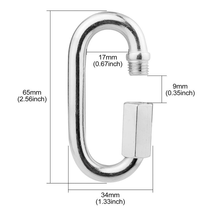 BNYZWOT 304 M7 Stainless Steel Quick Links D Shape Locking Quick Chain Repair Links 0.276 inch Pack of 10