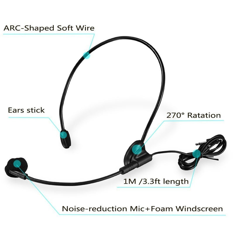 [AUSTRALIA] - EXMAX Headset Microphone for Wireless Tour Guide System/Monitoring System,Teaching,Conference,Tour Guides (3.5mm Headset Microphone) 