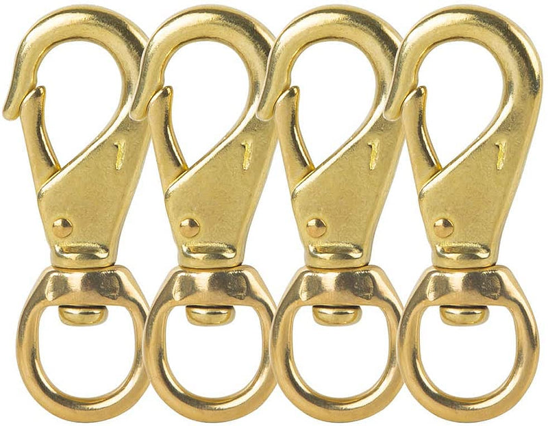 Faneta 3-1/4'' Brass Swivel Snap Hooks Heavy Duty 3/4'' Swivel Eye - Solid Brass Scuba Diving Clips #1 - Seadog Line, Anchor Lines, Bags, Belting, Leashes, Straps, Luggage, Leathercarft (Pack of 4)