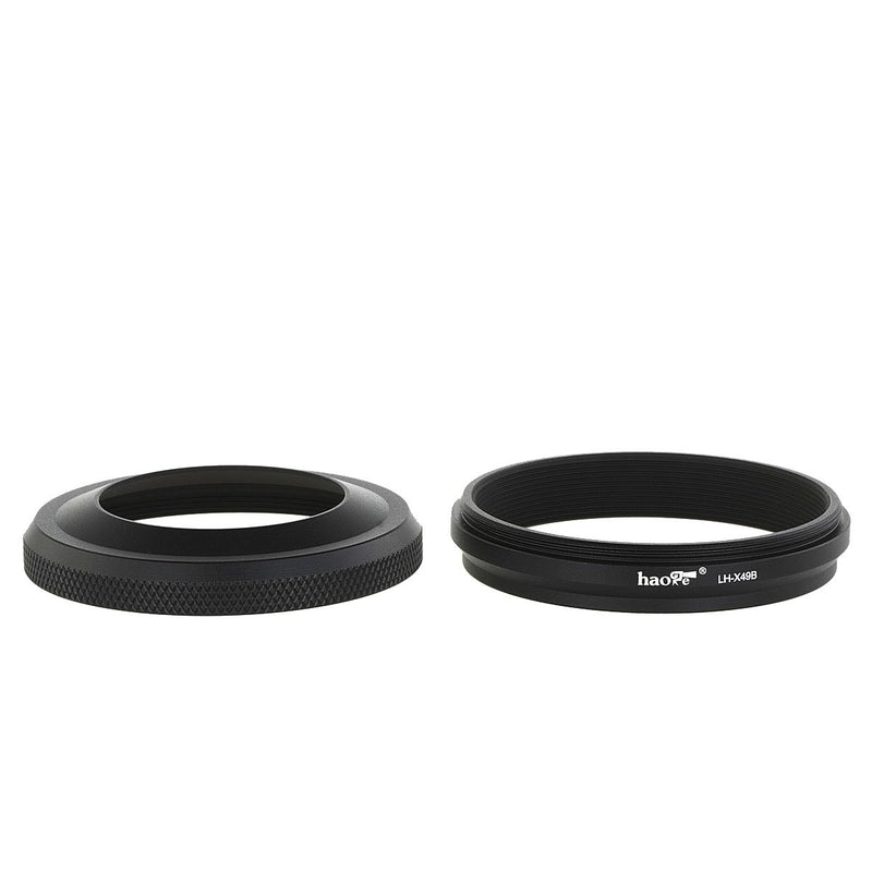 Haoge LH-X49B 2in1 All Metal Ultra-Thin Lens Hood with Adapter Ring Set for Fuji Fujifilm FinePix X70 X100 X100S X100T X100F Camera Black Replaces Fujifilm LH-X100 AR-X100 LH-X70 for X70 X100 X100S X100T X100F