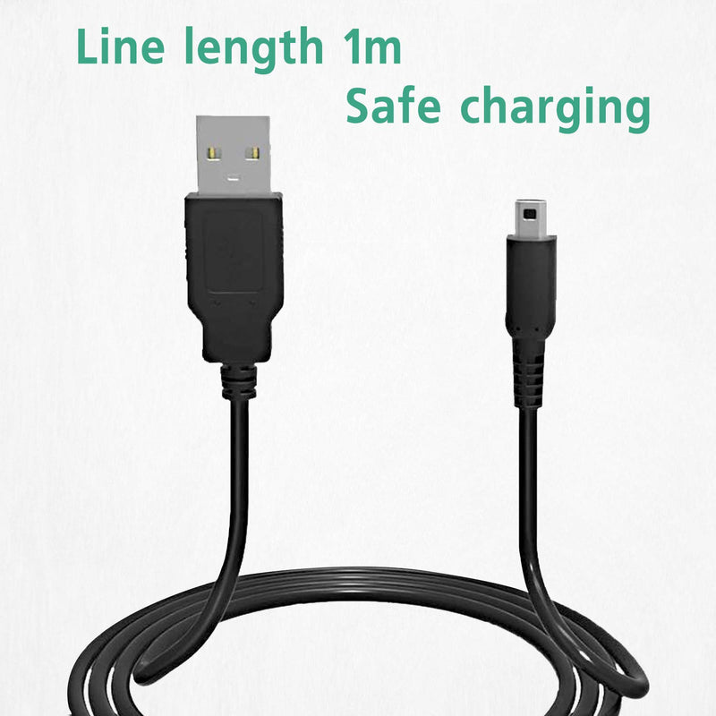 3DS USB Charger Cable, Power Charging Lead for Nintendo New 3DS XL/New 3DS/ 3DS XL/ 3DS/ New 2DS XL/New 2DS/ 2DS XL/ 2DS/ DSi/DSi XL Black