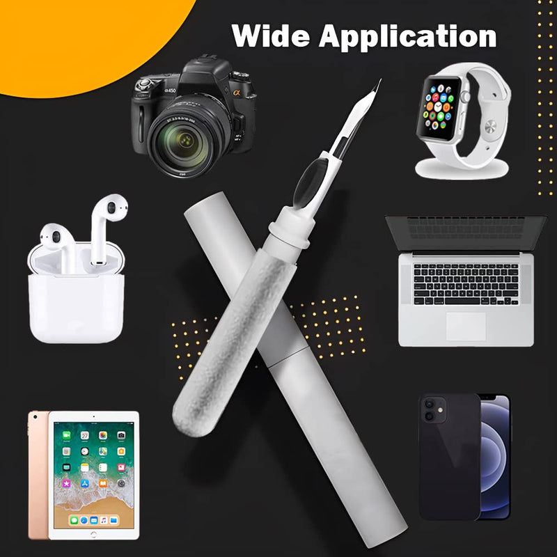 Bluetooth Earbuds Cleaning Pen, Multifunction Airpod Cleaner Kit with Soft Brush for Wireless Earphones Bluetooth Headphones Charging Box Accessories, Computer, Camera and Mobile Phone (White) White