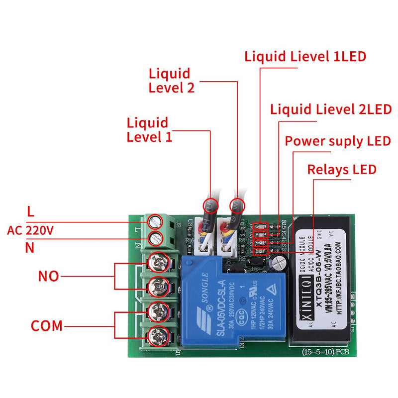 YWBL-WH Liquid Sensor,Water Level Detection Sensor Module Infrared Liquid Double-Level Alarm Control