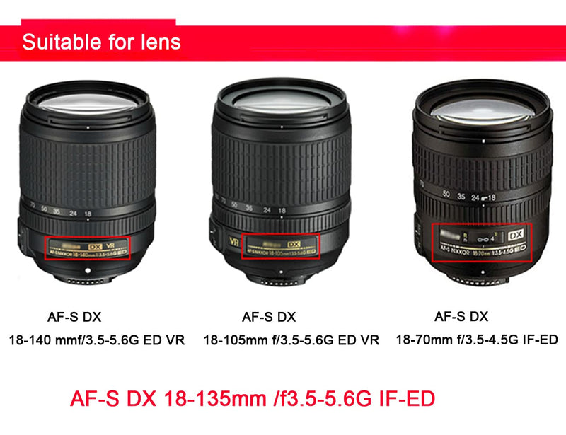 FANZR HB-32 Lens Hood Compatible for Nikon 18-140mm f/3.5-5.6G Lens, 18-135mm f/3.5-5.6G Lens, 18-105mm f/3.5-5.6G Lens, 18-70mm f/3.5-4.5G Lens.
