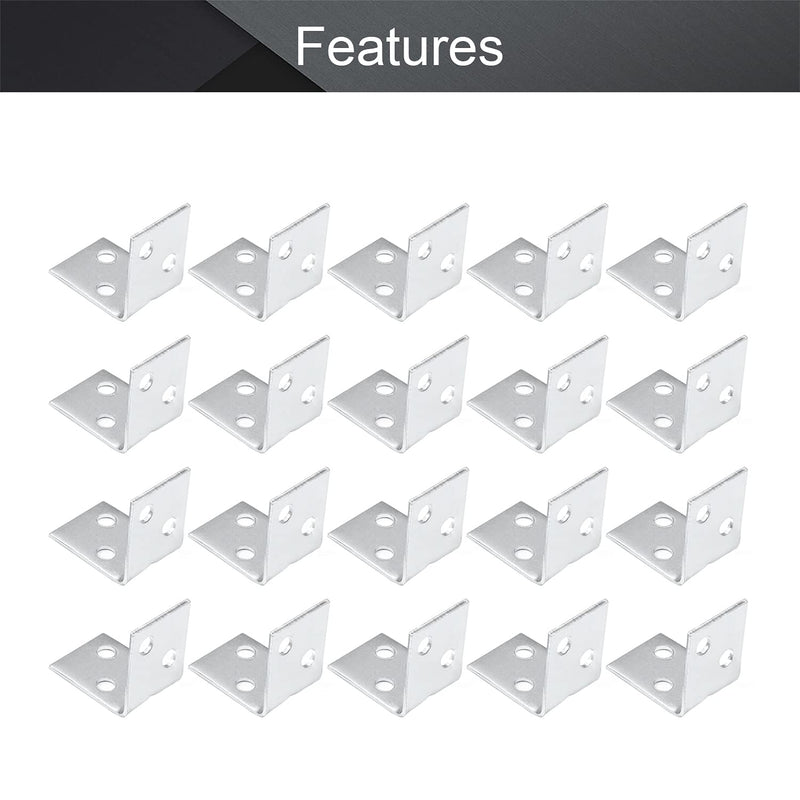 MroMax 50PCS Right Angle Bracket Corner Bracket 1.06" x 0.75" (L x W) Galvanized Angle Bracket Fastener Right Angle Bracket Suitable for Furniture Wooden Cabinet