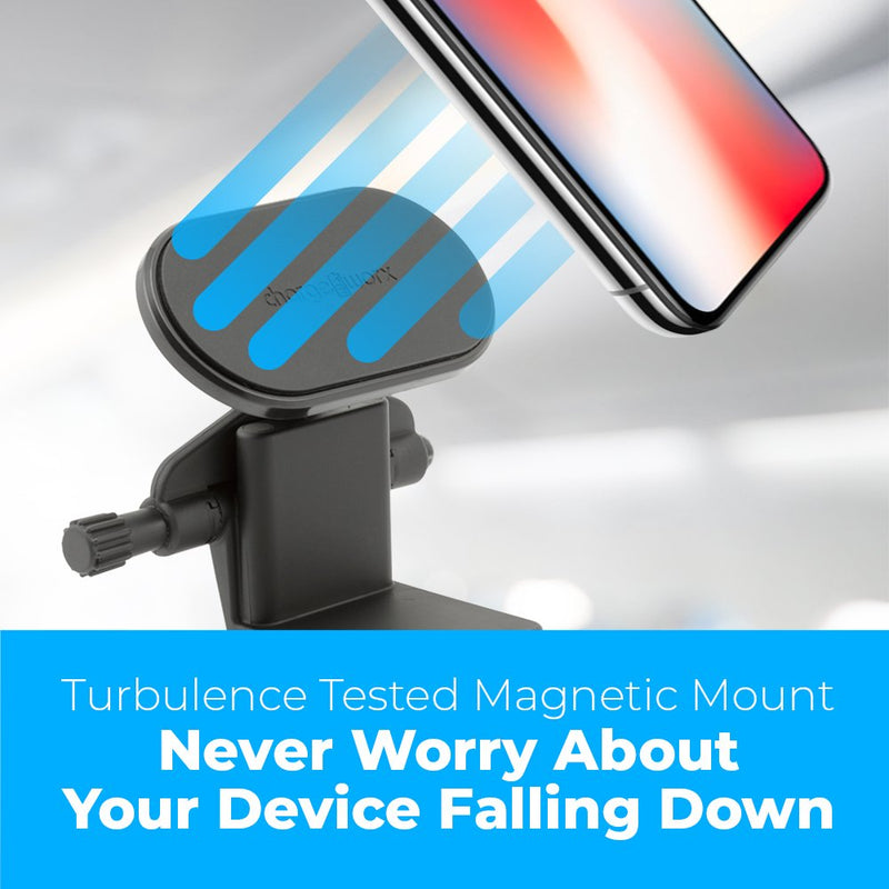 ChargeWorx Airplane Inflight Magnetic Phone & Tablet Mount - 360 Degrees Rotate Universal Device Flight Seat Holder - Designed Multi-Angled Viewing, Supports Different CellPhones & Tablets