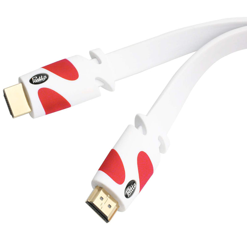 Flat HDMI Cable Postta 25 Feet Flat HDMI 2.0 Cord Support 4K, Ultra HD, 3D, 2160p, 1080p, Ethernet and Audio Return-White-Red 25FT Red