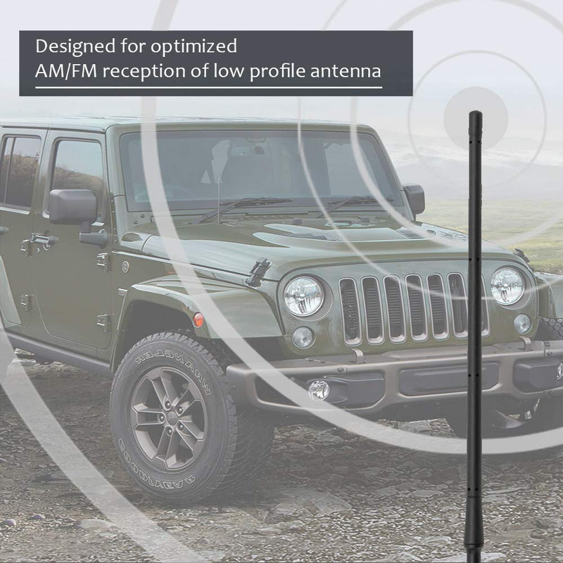 VOFONO 13 Inch Antenna Compatible with Jeep Wrangler JK JL JLU Sahara Rubicon Gladiator 2006-2021 | Flexible Rubber Antenna Upgrade Replacement | Designed for Optimized Premium Radio Reception