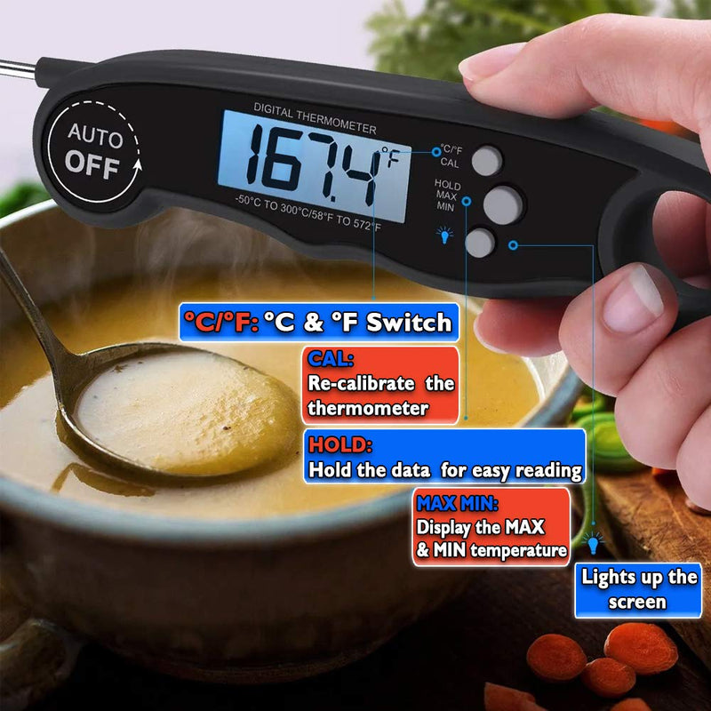 FoodOMeter Digital Meat-Thermometer for Meat Upgraded Instant-Read Meat Thermometer for Kitchen Food BBQ Candy Grill Cooking