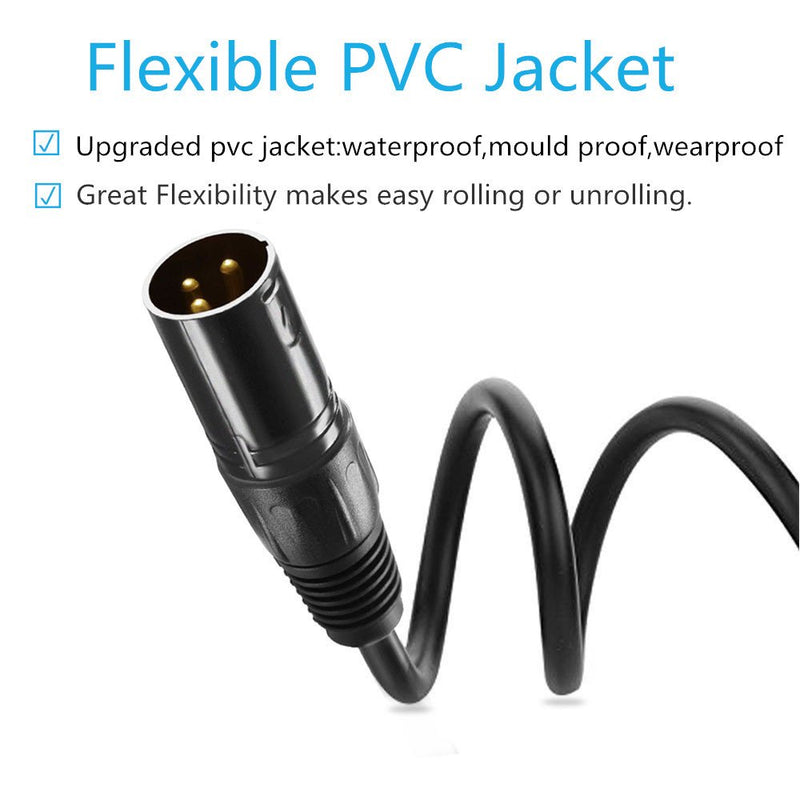 3.2 ft Flexible DMX Cable, JLPOW Gold-Plated 3 Pin Male to Female XLR Cable DMX Wire, Best for DJ Stage Light Moving Head Par Lights (6 Pack) 3 ft --6 Pack