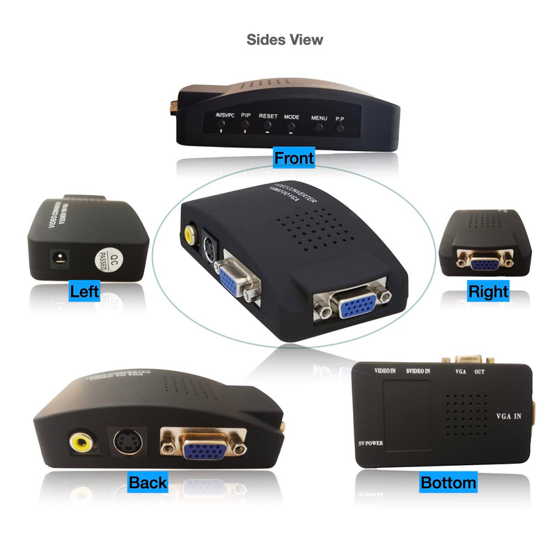 SOUTHSKY Video Converter , Composite RCA AV to VGA, S Video to VGA,VGA to VGA, Adapter Box,Compatible with TV,PC,Monitor,Laptop,DVD,CCTV Camera