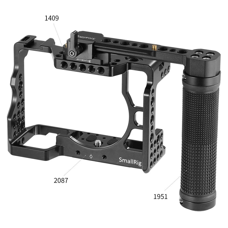 SMALLRIG DSLR Camera Side Handle Bracket with Built-in NATO Rail and 1/4" Mounting Holes, Rubber Handgrip – 1951