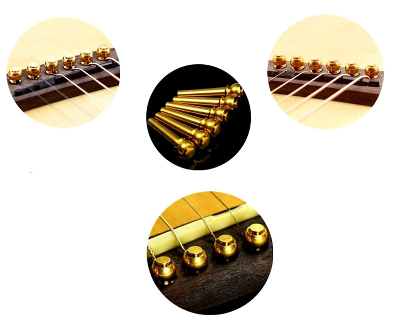 Guitar Bridge Pins 6pcs Brass Endpin 6 String Pegs Gold Pins Acoustic Guitar… 6pcs Brass Endpins