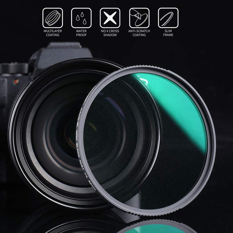 K&F Concept 72mm Black Diffusion 1/4 Filter Dream Cinematic Effect Filter with 28 Multi-Layer Coatings Hydrophobic/Scratch Resistant for Camera Lens