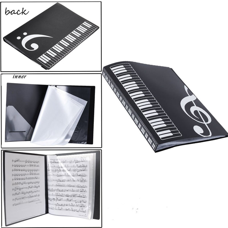 WOGOD Music Sheet File Paper Documents Storage Folder Holder Plastic.A4 Size,40 Pockets (2 Pack Black)