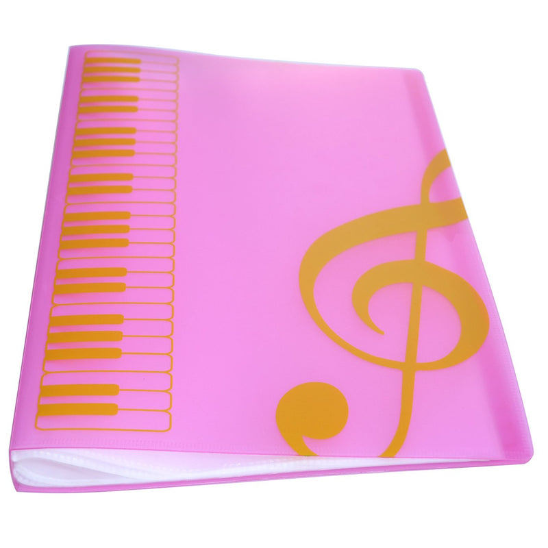 Music Themed Folder Music folder storage Holder,A4 Size Folder,40 Pockets,Treble Clef Folder (2Pack-Pink)